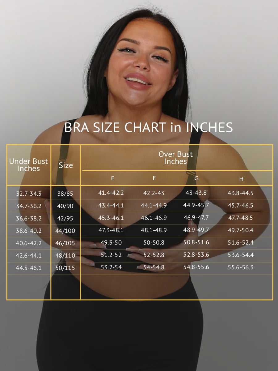 Plus Size Wide Back Bra for Large Breast - E, F, G, H Cup Size